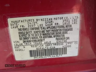 2009 Nissan Sentra FE+ with VIN 3N1AB61E99L663677, listed as a IAAI auction lot 41165915 with 141,779 mi miles and . Bid and sale history available at DreamBid. Image 9.