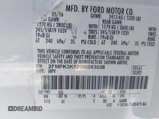 2016 Ford Edge Titanium with VIN 2FMPK3K92GBB83038, listed as a IAAI auction lot 41445967 with 90,125 mi miles. Bid and sale history available at carsss.com. Image 9.