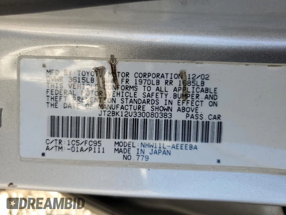 2003 Toyota Prius with VIN JT2BK12U330080383, listed as a Copart auction lot 77400234 with 182,992 mi miles and Salvage Title. Bid and sale history available at carsss.com. Image 14.