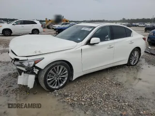 2022 Infiniti Q50 LUXE with VIN JN1EV7BR5NM342302, listed as a Copart auction lot 50257285 with 50,501 mi miles and Salvage Title. Bid and sale history available at carsss.com. Image 1.