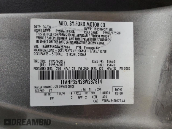 2008 Ford Focus SE with VIN 1FAHP35N28W287814, listed as a Copart auction lot 51842885 with 237,877 mi miles and Clean Title. Bid and sale history available at carsss.com. Image 12.