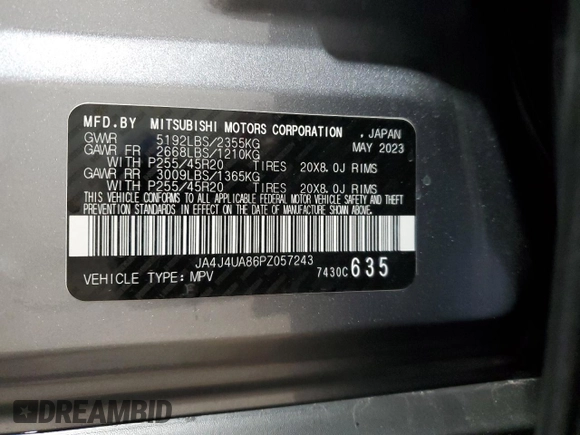 2023 Mitsubishi Outlander SE z VIN JA4J4UA86PZ057243, wystawiony jako Copart lot #53845105 z przebiegiem 8 628 mil mil oraz Szkoda całkowita • Salvage title. Historia ofert i sprzedaży dostępna na DreamBid. Obrazek 13.