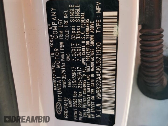 2019 Hyundai Kona SEL with VIN KM8K22AA5KU321920, listed as a Copart auction lot 81892674 with 58,263 mi miles and Salvage Title. Bid and sale history available at DreamBid. Image 14.