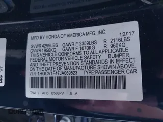 2018 Honda Accord EX z VIN 1HGCV1F47JA069523, wystawiony jako IAAI lot #42188564 z przebiegiem 94 703 mil mil oraz . Historia ofert i sprzedaży dostępna na DreamBid. Obrazek 9.