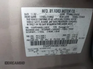 2008 Ford Taurus SEL z VIN 1FAHP24WX8G150859, wystawiony jako IAAI lot #42367646 z przebiegiem 176 656 mil mil oraz . Historia ofert i sprzedaży dostępna na DreamBid. Obrazek 9.