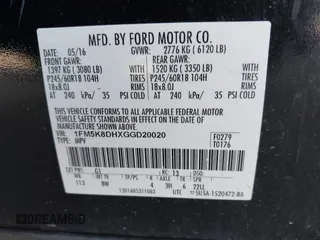 2016 Ford Explorer XLT with VIN 1FM5K8DHXGGD20020, listed as a IAAI auction lot 42128112 with 99,693 mi miles and . Bid and sale history available at carsss.com. Image 9.