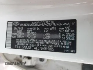 2022 Hyundai Tucson Limited with VIN 5NMJECAE8NH079815, listed as a Copart auction lot 46863115 with 77,756 mi miles and Salvage Title. Bid and sale history available at carsss.com. Image 13.