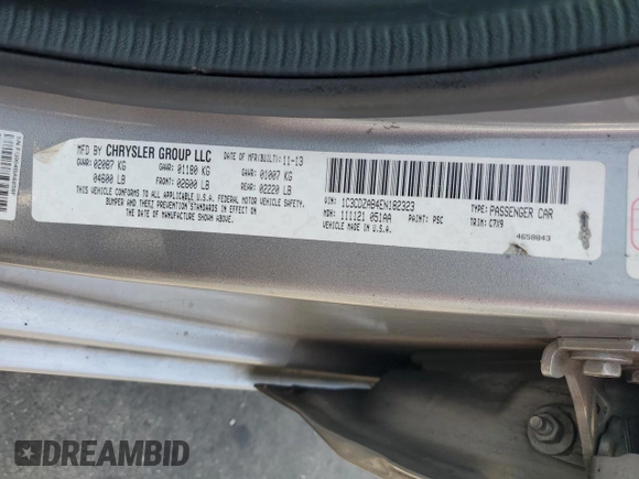 2014 Dodge Avenger SE with VIN 1C3CDZAB4EN182323, listed as a Copart auction lot 61045705 with 166,713 mi miles and Salvage title. Bid and sale history available at DreamBid. Image 12.