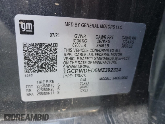 2021 Chevrolet Silverado 1500 RST with VIN 1GCPWDED5MZ392314, listed as a Copart auction lot 75276924 with 43,620 mi miles and Salvage Title. Bid and sale history available at carsss.com. Image 13.