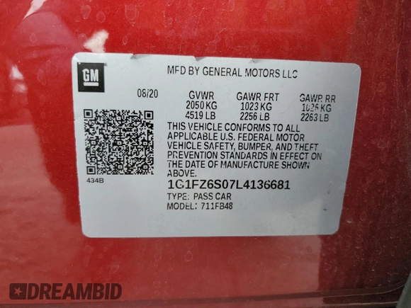 2020 Chevrolet Bolt EV Premier с VIN 1G1FZ6S07L4136681, выставлен на аукционе Copart как лот 53172075 с пробегом 22 627 миль миль и Списание • Salvage title. История ставок и продаж доступна на DreamBid. Изображение 14.
