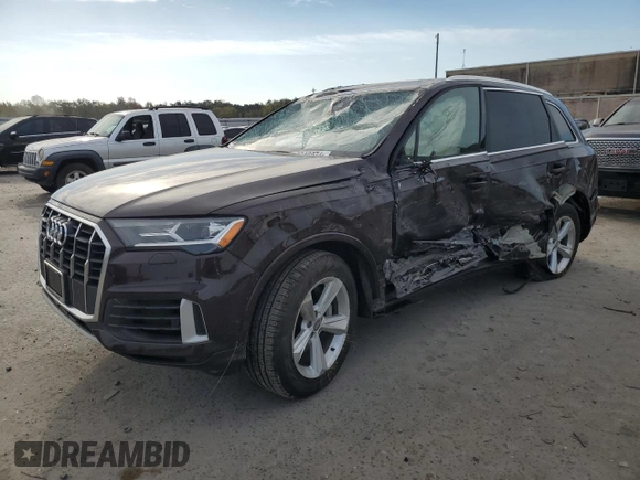 2020 Audi Q7 Premium z VIN WA1AXAF73LD006991, wystawiony jako Copart lot #75948974 z przebiegiem Nie podano mil oraz Szkoda całkowita • Salvage title. Historia ofert i sprzedaży dostępna na DreamBid. Obrazek 1.