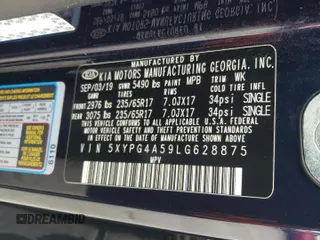2020 Kia Sorento LX with VIN 5XYPG4A59LG628875, listed as a Copart auction lot 48165775 with 100,817 mi miles and Clean Title. Bid and sale history available at DreamBid. Image 13.