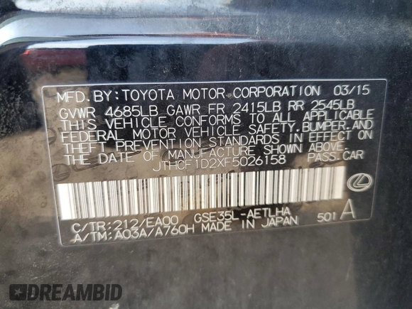 2015 Lexus IS 250 z VIN JTHCF1D2XF5026158, wystawiony jako Copart lot #62500355 z przebiegiem 144 317 mil mil oraz Czysty tytuł • Clean title. Historia ofert i sprzedaży dostępna na DreamBid. Obrazek 12.