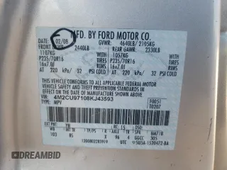 2008 Mercury Mariner Premier z VIN 4M2CU97108KJ43593, wystawiony jako Copart lot #62006105 z przebiegiem 124 233 mil mil oraz Szkoda całkowita • Salvage title. Historia ofert i sprzedaży dostępna na DreamBid. Obrazek 14.