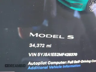 2021 Tesla Model S Long Range with VIN 5YJSA1E52MF428370, listed as a IAAI auction lot 41809773 with 34,372 mi miles and . Bid and sale history available at DreamBid. Image 7.