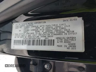 2003 Toyota 4Runner SR5 z VIN JTEZU14RX30007340, wystawiony jako IAAI lot #42361002 z przebiegiem 168 457 mil mil oraz . Historia ofert i sprzedaży dostępna na DreamBid. Obrazek 9.