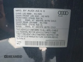 2014 Audi Q7 S line Prestige с VIN WA1DGAFE0ED008602, выставлен на аукционе IAAI как лот 42743844 с пробегом 226 961 миль миль и . История ставок и продаж доступна на DreamBid. Изображение 9.