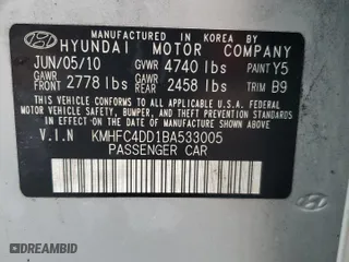 2011 Hyundai Azera GLS with VIN KMHFC4DD1BA533005, listed as a Copart auction lot 85554994 with 0 mi miles and Salvage Title. Bid and sale history available at carsss.com. Image 12.