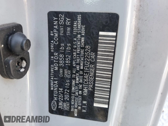 2015 Hyundai Veloster Turbo with VIN KMHTC6AE1FU222528, listed as a Copart auction lot 53470355 with 94,019 mi miles and Salvage title. Bid and sale history available at DreamBid. Image 12.
