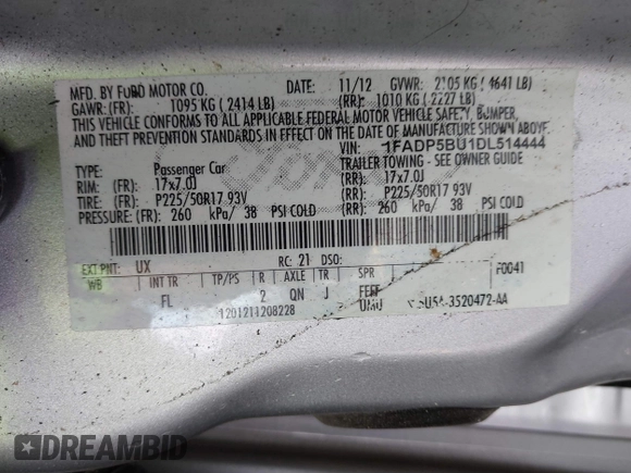 2013 Ford C-Max SEL with VIN 1FADP5BU1DL514444, listed as a IAAI auction lot 41849683 with 179,624 mi miles. Bid and sale history available at carsss.com. Image 9.