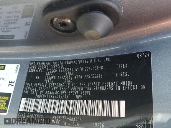 2024 Toyota Corolla Cross Hybrid S z VIN 7MUFBABG8RV049743, wystawiony jako Copart lot #52405635 z przebiegiem 14 426 mil mil oraz Szkoda całkowita • Salvage title. Historia ofert i sprzedaży dostępna na DreamBid. Obrazek 15.
