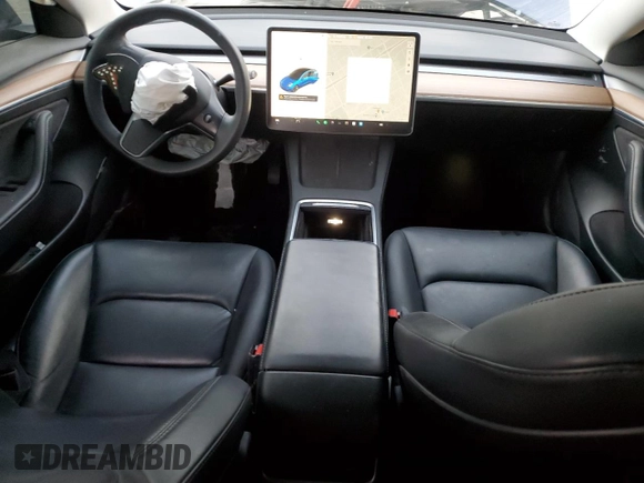 2021 Tesla Model 3 Long Range with VIN 5YJ3E1EB2MF055863, listed as a Copart auction lot 85267844 with 28,141 mi miles and Salvage Title. Bid and sale history available at carsss.com. Image 8.