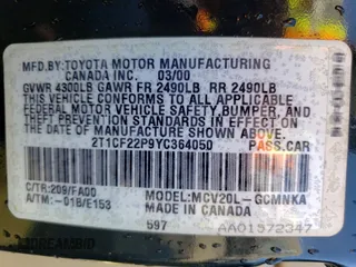 2000 Toyota Solara SE z VIN 2T1CF22P9YC364050, wystawiony jako Copart lot #56972195 z przebiegiem 178 229 mil mil oraz Szkoda całkowita • Salvage title. Historia ofert i sprzedaży dostępna na DreamBid. Obrazek 12.