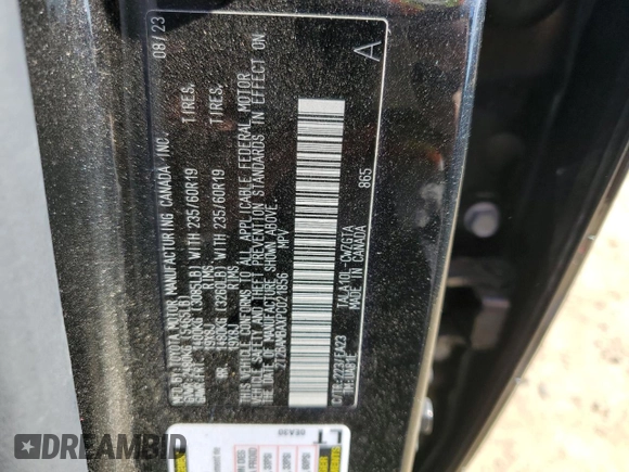 2023 Lexus RX 350 with VIN 2T2BAMBAXPC021856, listed as a Copart auction lot 56185115 with 36,438 mi miles and Salvage title. Bid and sale history available at DreamBid. Image 14.