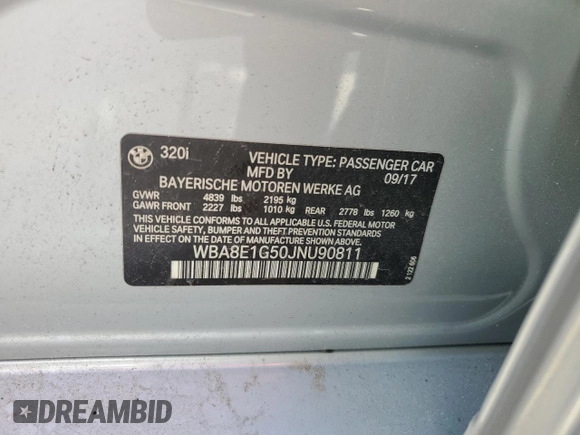 2018 BMW 3 Series 320i with VIN WBA8E1G50JNU90811, listed as a Copart auction lot 44900865 with 74,859 mi miles and Clean Title. Bid and sale history available at carsss.com. Image 12.