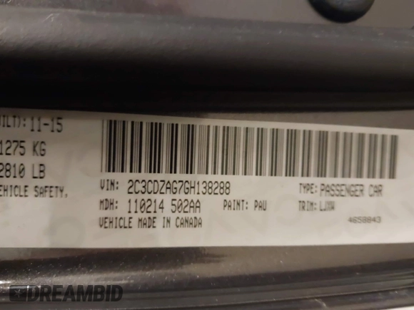 2016 Dodge Challenger SXT with VIN 2C3CDZAG7GH138288, listed as a IAAI auction lot 41128028 with 110,973 mi miles and . Bid and sale history available at DreamBid. Image 9.