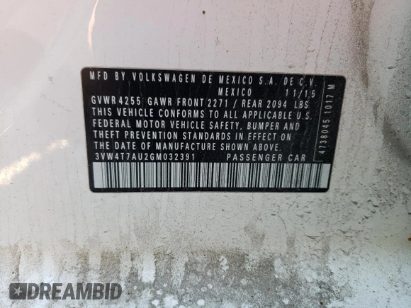 2016 Volkswagen GTI SE z VIN 3VW4T7AU2GM032391, wystawiony jako Copart lot #54370045 z przebiegiem 143 990 mil mil oraz Szkoda całkowita • Salvage title. Historia ofert i sprzedaży dostępna na DreamBid. Obrazek 14.