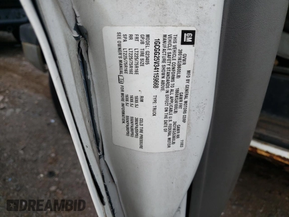2004 Chevrolet Express Cargo Van with VIN 1GCGG25V341159668, listed as a Copart auction lot 65355864 with Not Provided miles and Salvage Title. Bid and sale history available at carsss.com. Image 13.