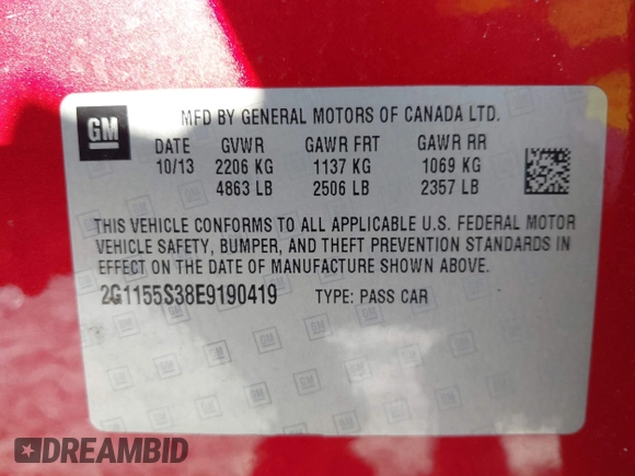 2014 Chevrolet Impala LTZ with VIN 2G1155S38E9190419, listed as a IAAI auction lot 41351766 with 114,862 mi miles and . Bid and sale history available at DreamBid. Image 9.
