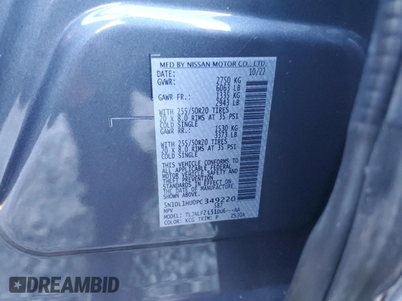 2023 Infiniti QX60 Autograph z VIN 5N1DL1HU0PC349220, wystawiony jako Copart lot #85765684 z przebiegiem 31 544 mil mil oraz Szkoda całkowita • Salvage title. Historia ofert i sprzedaży dostępna na DreamBid. Obrazek 15.