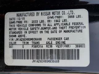 2016 Nissan 370Z with VIN JN1AZ4EH8GM936468, listed as a Copart auction lot 54618544 with 60,868 mi miles and Salvage Title. Bid and sale history available at carsss.com. Image 12.