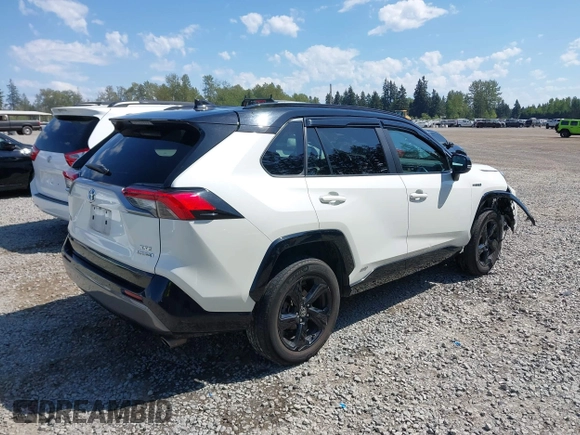 2021 Toyota RAV4 Hybrid XSE with VIN 4T3E6RFV9MU040817, listed as a IAAI auction lot 42182773 with 39,438 mi miles and . Bid and sale history available at DreamBid. Image 4.
