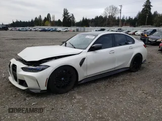 2021 BMW M3 Competition z VIN WBS33AY0XMFL32795, wystawiony jako Copart lot #52745265 z przebiegiem Nie podano mil oraz Szkoda całkowita • Salvage title. Historia ofert i sprzedaży dostępna na DreamBid. Obrazek 1.