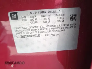 2016 Chevrolet Malibu Premier with VIN 1G1ZH5SX4GF289360, listed as a Copart auction lot 53733685 with 63,079 mi miles and Salvage Title. Bid and sale history available at DreamBid. Image 13.