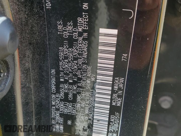 2005 Lexus RX 330 z VIN JTJHA31U750080713, wystawiony jako Copart lot #58025425 z przebiegiem 225 126 mil mil oraz Szkoda całkowita • Salvage title. Historia ofert i sprzedaży dostępna na DreamBid. Obrazek 13.