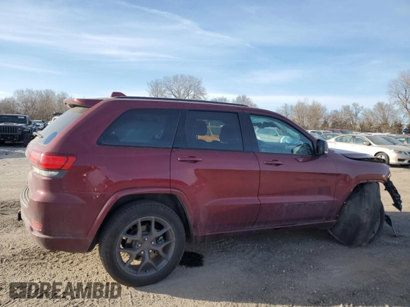 2021 Jeep Grand Cherokee 80th Anniversary with VIN 1C4RJFBG2MC842702, listed as a Copart auction lot 48714935 with 48,032 mi miles and Salvage Title. Bid and sale history available at carsss.com. Image 3.