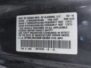 2016 Honda Odyssey LX с VIN 5FNRL5H22GB154366, выставлен на аукционе IAAI как лот 42172306 с пробегом 143 393 миль миль и . История ставок и продаж доступна на DreamBid. Изображение 9.
