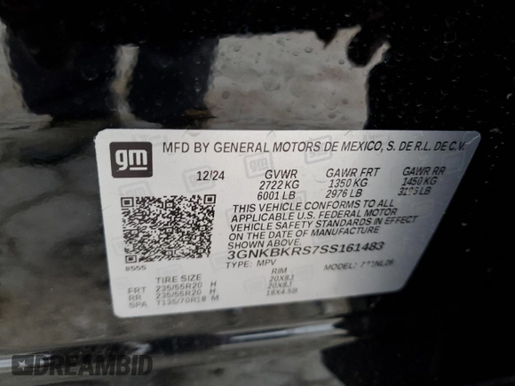 2025 Chevrolet Blazer RS с VIN 3GNKBKRS7SS161483, выставлен на аукционе Copart как лот 53404285 с пробегом 6 миль миль и Чистый • Clean title. История ставок и продаж доступна на DreamBid. Изображение 13.