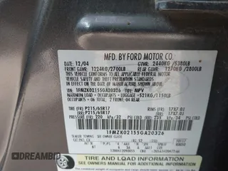2005 Ford Freestyle SEL with VIN 1FMZK02155GA20326, listed as a IAAI auction lot 41620887 with 1 mi miles. Bid and sale history available at carsss.com. Image 9.