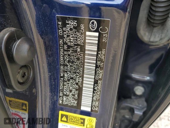 2014 Lexus ES 330 with VIN JTHBK1GG6E2123341, listed as a Copart auction lot 61187455 with 175,406 mi miles and Clean title. Bid and sale history available at DreamBid. Image 12.