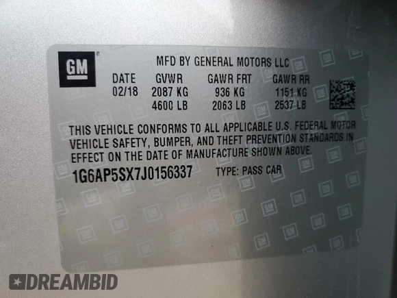 2018 Cadillac CTS RWD z VIN 1G6AP5SX7J0156337, wystawiony jako Copart lot #85257834 z przebiegiem 56 793 mil mil oraz Szkoda całkowita • Salvage title. Historia ofert i sprzedaży dostępna na DreamBid. Obrazek 14.