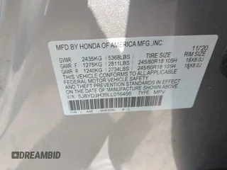2020 Acura MDX with VIN 5J8YD3H39LL016466, listed as a IAAI auction lot 42376611 with 74,873 mi miles and . Bid and sale history available at DreamBid. Image 9.