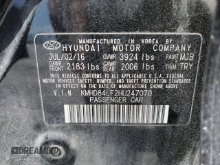 2017 Hyundai Elantra Value Edition z VIN KMHD84LF2HU247070, wystawiony jako Copart lot #57460915 z przebiegiem 124 337 mil mil oraz Szkoda całkowita • Salvage title. Historia ofert i sprzedaży dostępna na DreamBid. Obrazek 13.