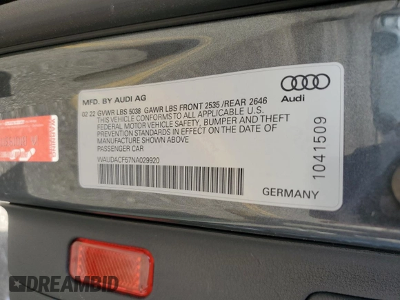 2022 Audi A5 Sportback S line Premium with VIN WAUDACF57NA029920, listed as a Copart auction lot 50598924 with 30,345 mi miles and Salvage Title. Bid and sale history available at carsss.com. Image 12.