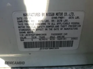 2011 Infiniti G25 Journey with VIN JN1DV6AP3BM603606, listed as a Copart auction lot 69505254 with Not Provided miles and Clean Title. Bid and sale history available at DreamBid. Image 12.