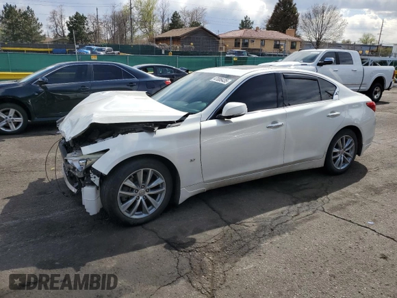 2014 Infiniti Q50 Premium with VIN JN1BV7AP0EM677325, listed as a Copart auction lot 47006435 with 137,238 mi miles and Salvage Title. Bid and sale history available at carsss.com. Image 1.